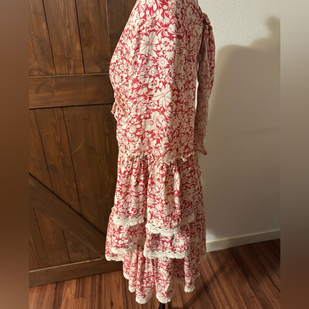FREE PEOPLE Kristall Mini Floral Dress in Raspberry - Picture 9 of 12